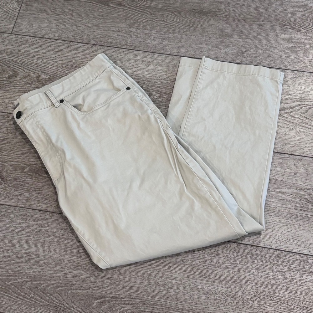 Hickey Freeman 5-Pocket Pants Mens 40x30 Beige Stone Stretch Chino Casual Preppy